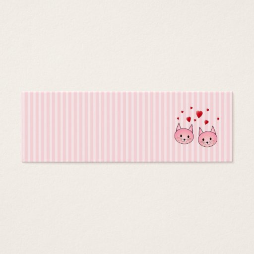 Customizable Cute Pink Cats, with Red Love Hearts. Business Card