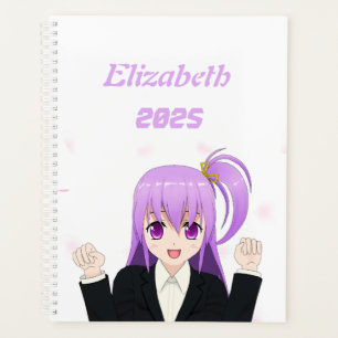 Cute pink cheerful Anime Girl Japanese 2025 Planner