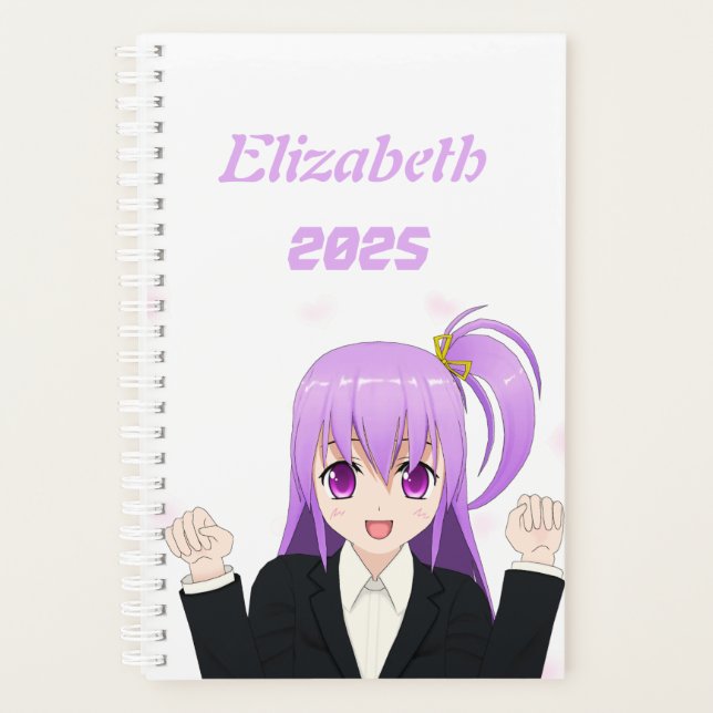 Cute pink cheerful Anime Girl Japanese 2025 Planner (Front)