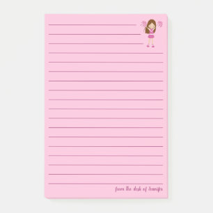 Cute Pink Cheerleader Custom Lined Post-it Notes