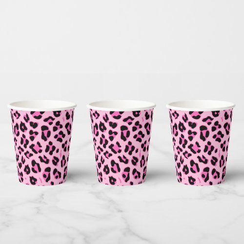 Cute Pink Cheetah Skin Print Girly Paper Cups