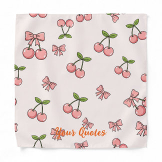 Cute Pink Cherries & Bows Seamless Pattern Bandana