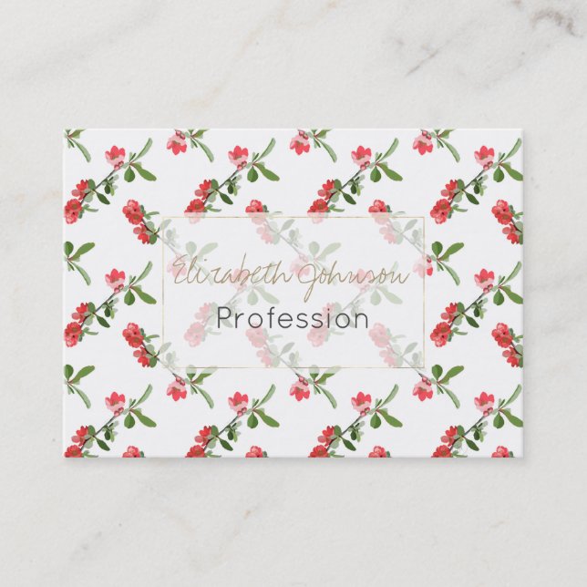 Cute Pink Cherry Blossom Flowers Paint Business Card (Front)