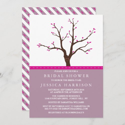 Cute Pink Cherry Blossom Tree Bridal Shower Invitation