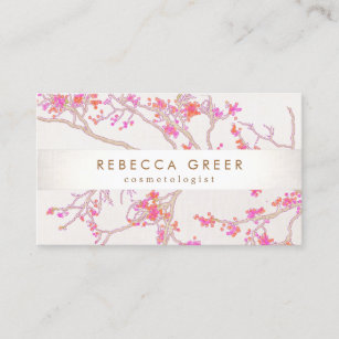 Cute Pink Cherry Blossoms Floral Beauty Business Card