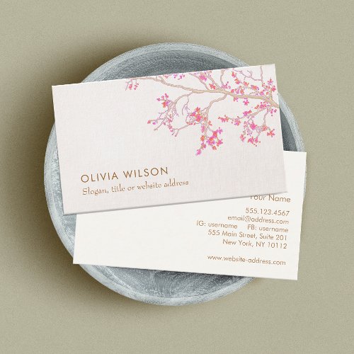 Cute Pink Cherry Blossoms Floral Nature Business Card
