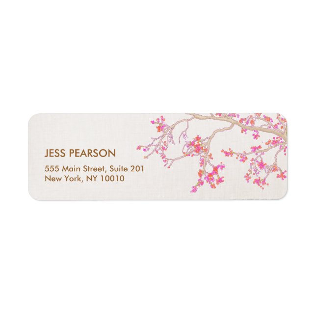 Cute Pink Cherry Blossoms Floral Nature Label (Front)