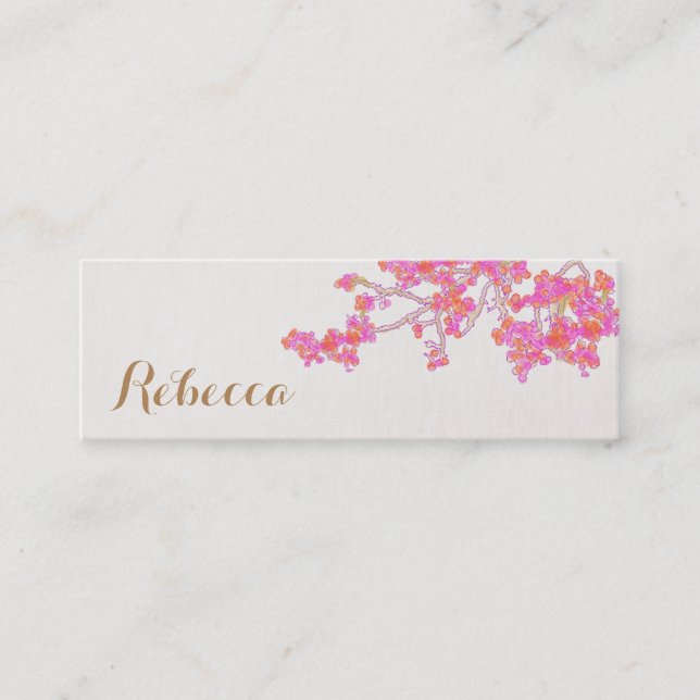 Cute Pink Cherry Blossoms Floral Nature Mini Business Card (Front)