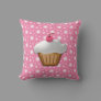 Cute Pink Cherry Cupcake Throw Pillow