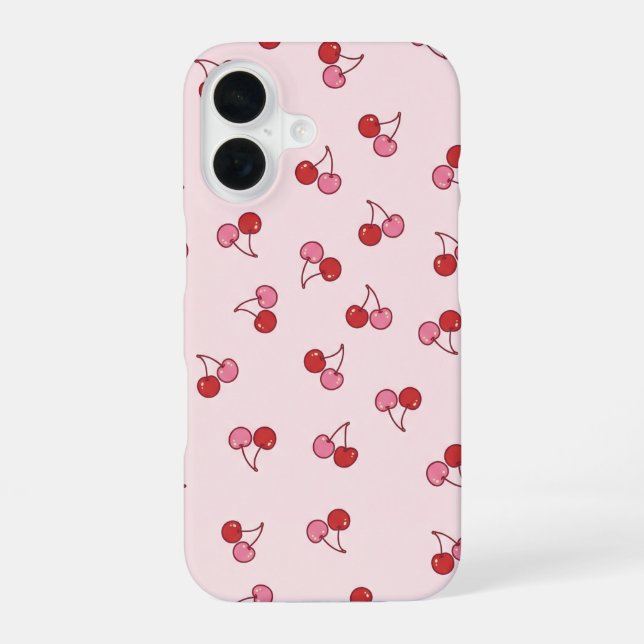Cute Pink Cherry Fruit Pattern Iphone Case (Back)