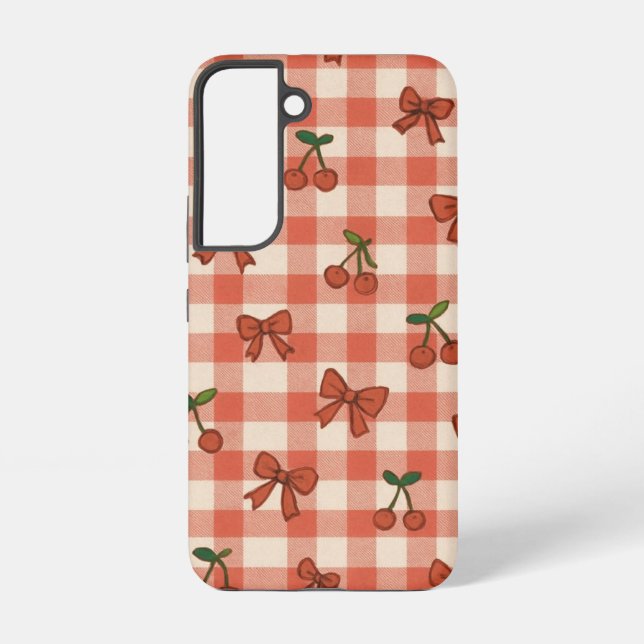 "Cute Pink Cherry Pattern Samsung Galaxy S22 Case  (Back)