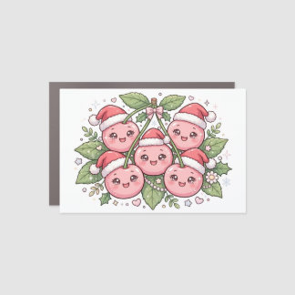 Cute Pink Cherry Santa Christmas Rectangle Magnet
