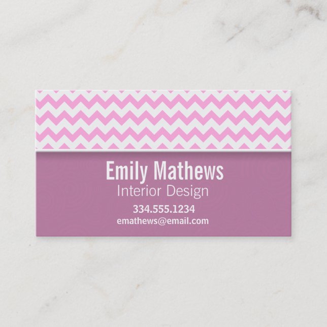 Cute Pink Chevron Business Card (Front)