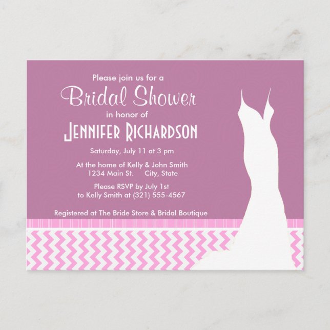 Cute Pink Chevron Invitation Postcard (Front)