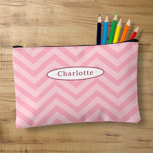 Cute Pink Chevron Pattern Pencil Case Accessory Pouch (Creator Uploaded)