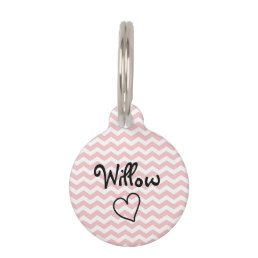 Cute Pink Chevron Personalized Pet Tag