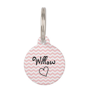 Cute Pink Chevron Personalized Pet Tag