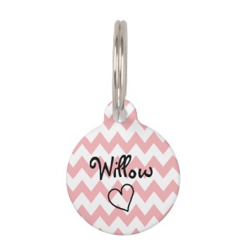 Cute Pink Chevron Personalized Pet Tag by theburlapfrog at Zazzle