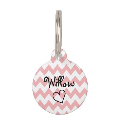 Cute Pink Chevron Personalized Pet Tag