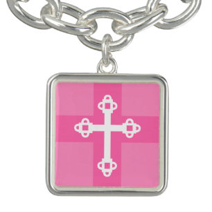 Cute Pink Christian Faith Cross Bracelet