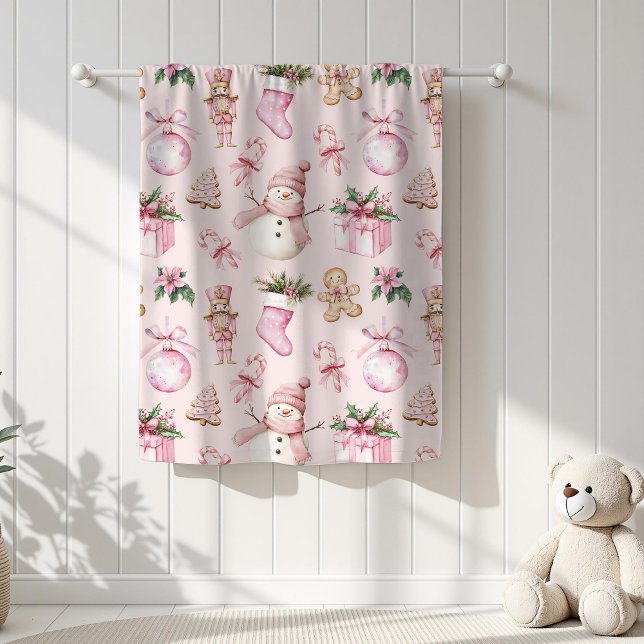 Cute Pink Christmas Baby Gift Blanket (Cute Pink Christmas Baby Gift Blanket)