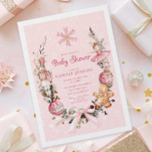 Cute Pink Christmas Baby Shower 