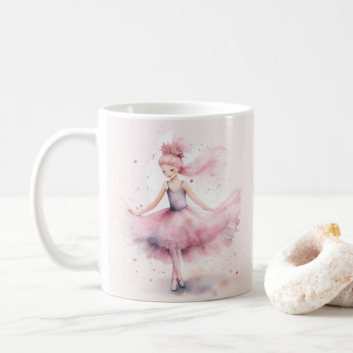 Cute pink Christmas ballerina watercolor Coffee Mug