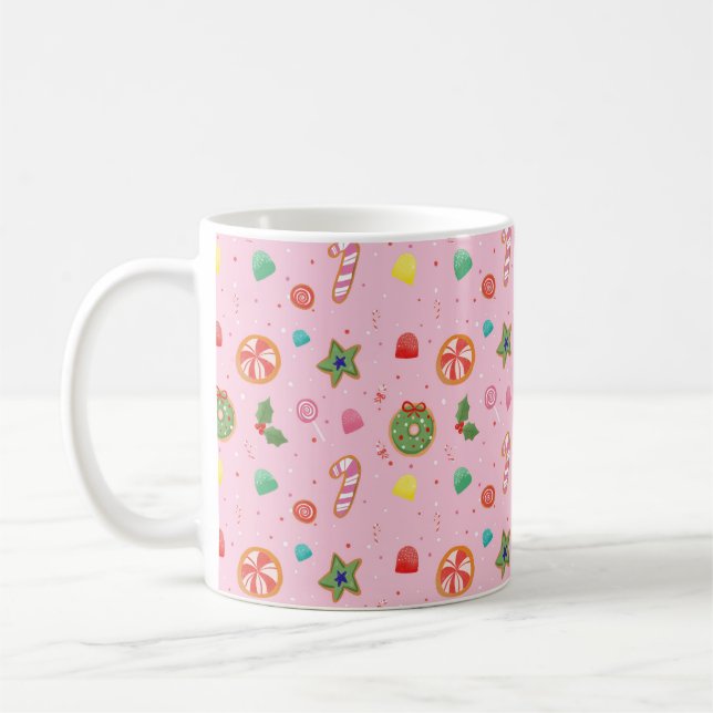 Cute Pink Christmas Candy Mug (Left)