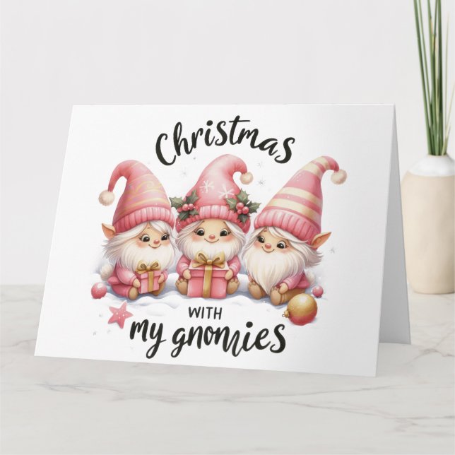 Cute Pink Christmas Card (Front)