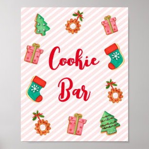 Cute Pink Christmas Cookie Bar Sign