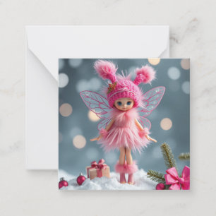 Cute pink christmas  Fairy Note Card