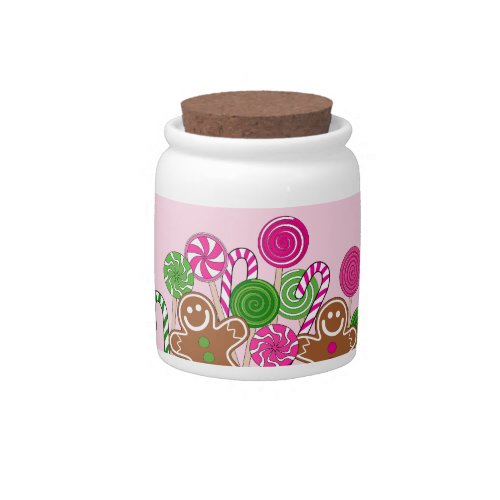 Cute pink Christmas gingerbreads Candy Jar
