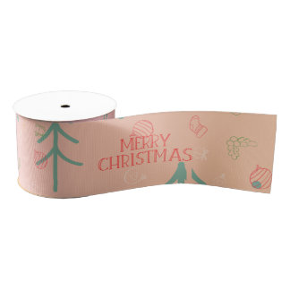 Cute Pink Christmas Grosgrain Ribbon