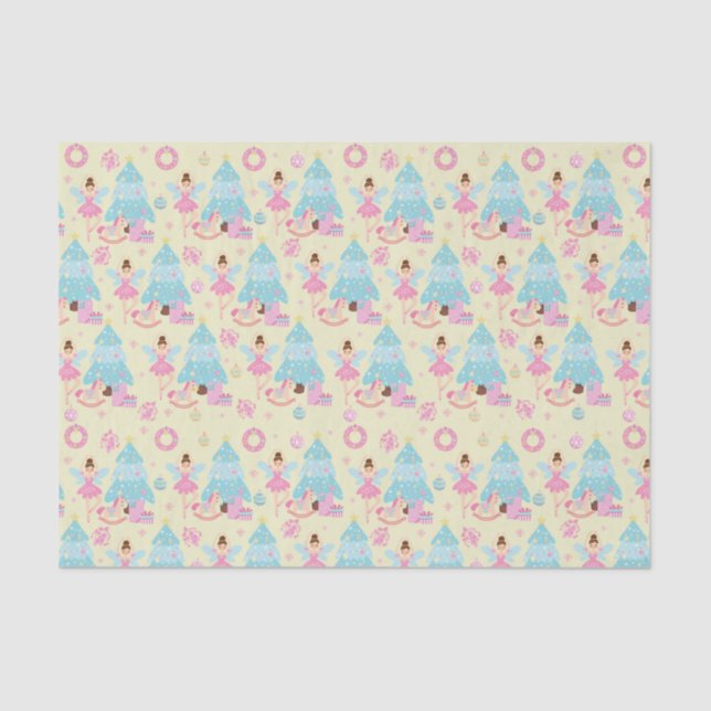 Cute Pink Christmas Nutcracker Ballerina Tissue Paper (Front)