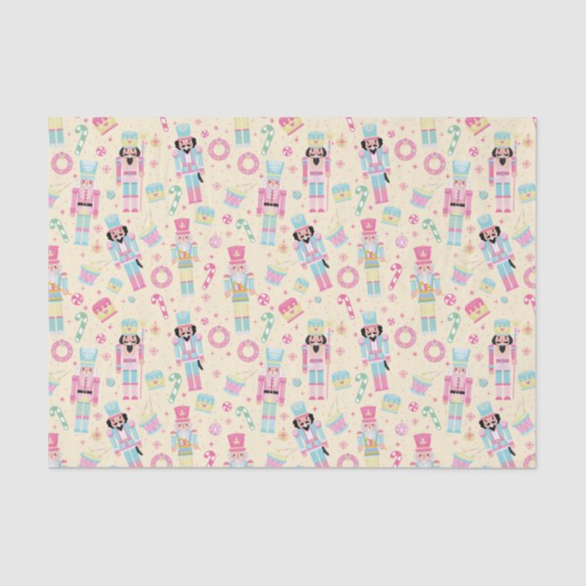 Cute Pink Christmas Nutcracker Ballet Tissue Paper (Front)