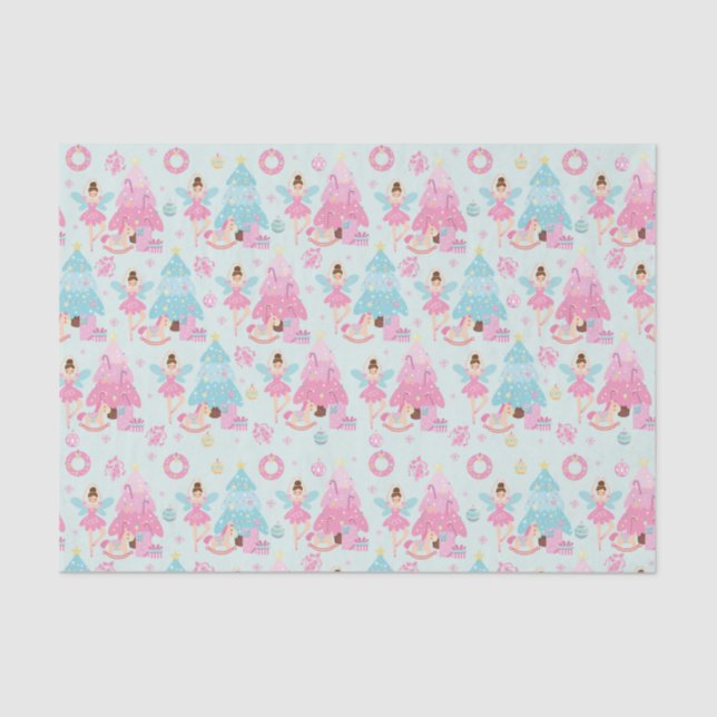 Cute Pink Christmas Nutcracker Ballet Tissue Paper (Front)