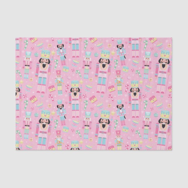 Cute Pink Christmas Nutcracker Ballet Tissue Paper (Front)