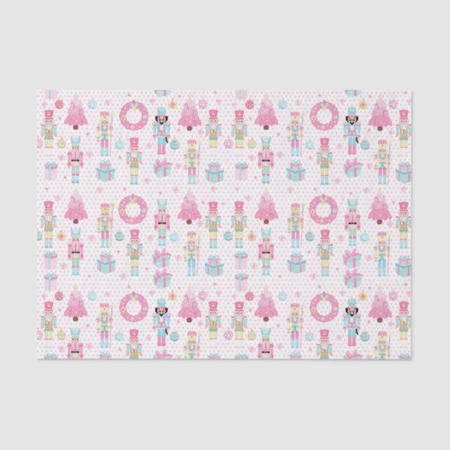 Cute Pink Christmas Nutcracker Ballet Tissue Paper (Front)