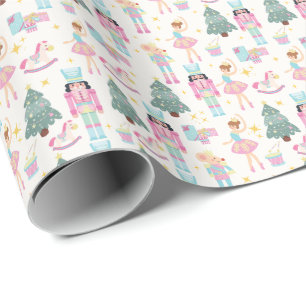 Cute Pink Christmas Nutcracker Ballet Wrapping Paper