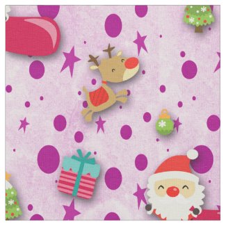 Cute Pink Christmas Pattern Fabric