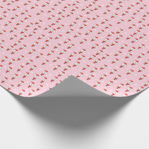 Cute Pink Christmas Pattern with Santa Wrapping Paper
