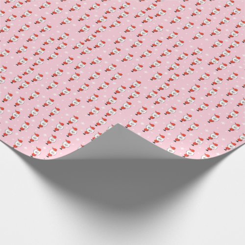 Cute Pink Christmas Pattern with Santa Wrapping Paper