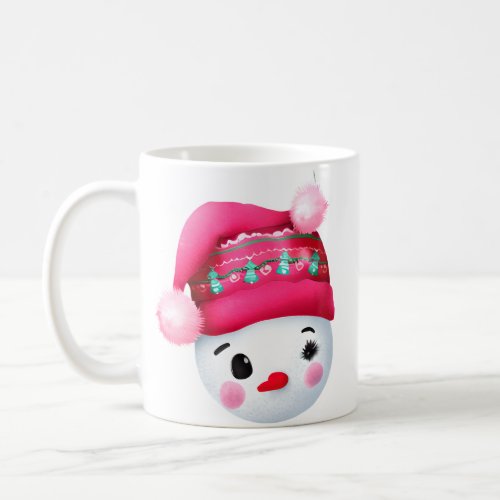 Cute Pink Christmas Snowman Coffee Mug
