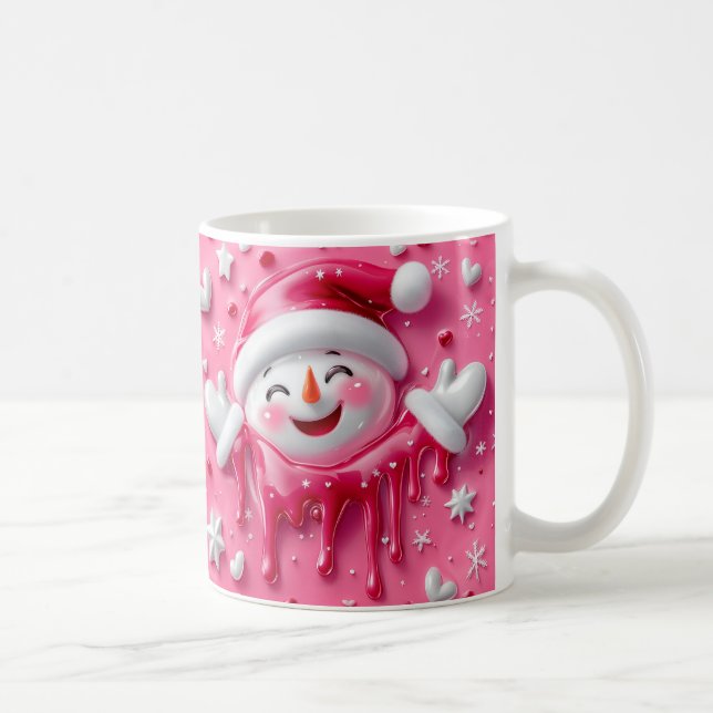 Cute Pink Christmas Snowman Mug (Right)