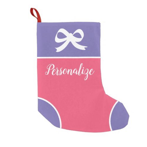 Cute pink Christmas stocking with name for girls