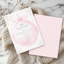 Cute pink Christmas Winter Baby girl shower Invitation