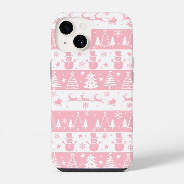 Cute Pink Christmas Winter iPhone Case (Back)