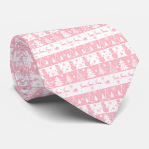 Cute Pink Christmas Winter Neck Tie