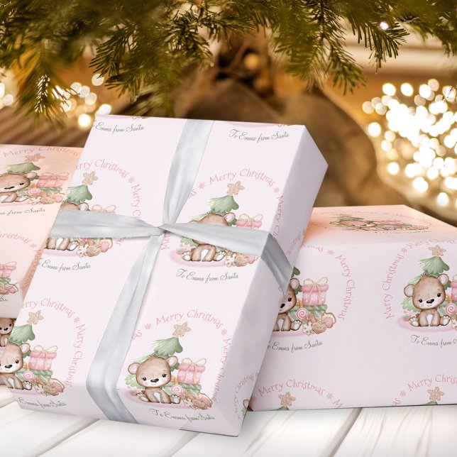 Cute Pink Christmas wrapping paper Name Baby Girl (Cute Pink Christmas wrapping paper Name Baby Girl)