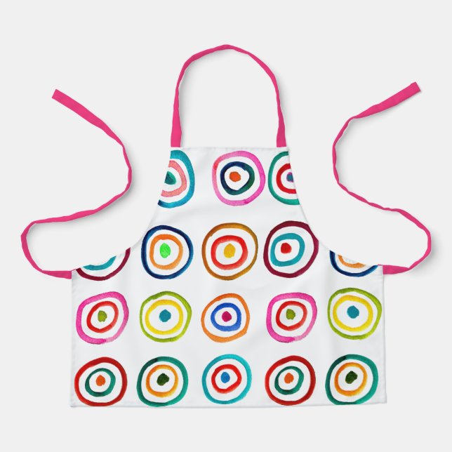 Cute pink circles art kids apron (Front)